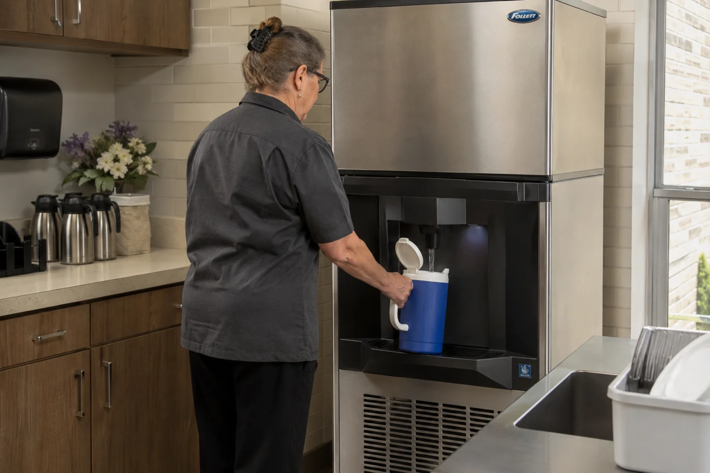 Senior living dining pantry ice dispenser