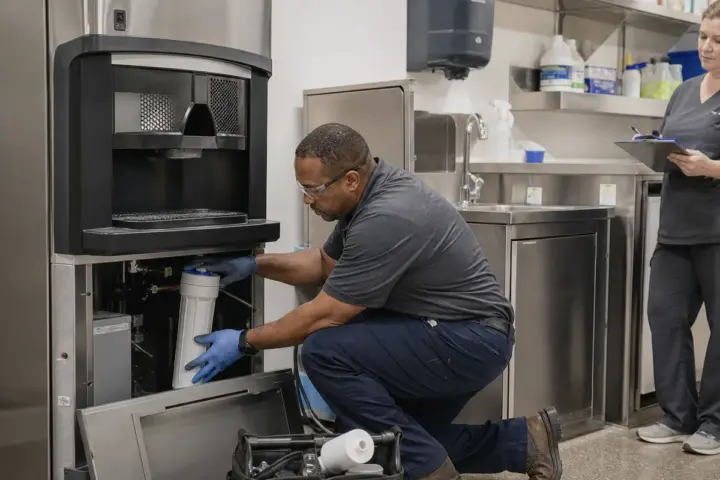 Industrial flake ice system serving a poultry processing facility
